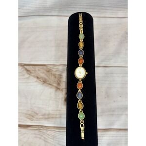 Vintage Egyptian Scarab Bracelet Watch Quartz Japan Movement Multicolor Scarabs